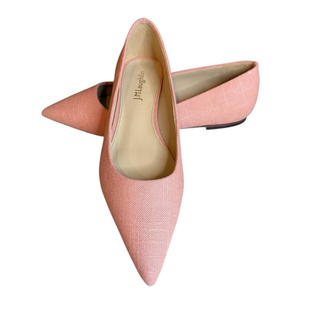 J McLaughlin Gale Pointed Toe Ballet Flats Pink Linen 6.5